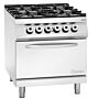 Gasfornuis Bartscher, 4 branders met elektrische oven GN2/1, 80(b)x90-95(h)x90(d)cm, 400V/5,6kW, gas:24,5kW
