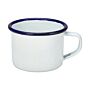 Emaille mini mok met blauwe rand 120 ml, doos van 12 stuks