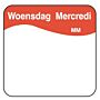 Makk. verwijderb. sticker woensdag 25 mm 1000/rol, doos van 12 stuks