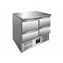 Koelwerkbank Saro, RVS werkblad, 4 laden, 90(b)x85(h)x70(d), 230V/230W