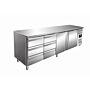 Koelwerkbank Saro, RVS, 2 deuren/6 lades, 223(b)x95(h)x70(d), 230V/350