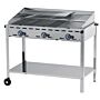 Hendi Green Fire Barbecue 3 Gasbranders + Wielen, BBQ Professioneel 1078x612x(h)825 mm