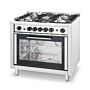 Gasfornuis Hendi, 5 pits met elektrische oven, 90x85/90(h)x65,5cm, 14,3kW, extra bovenelement