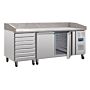 Polar pizzawerkbank met marmeren blad en deeglades 428ltr
