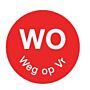 Perm. sticker 'wo weg op vr' 19 mm 1000/rol, doos van 12 stuks