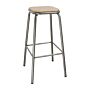 Bolero hoge gegalvaniseerd stalen kruk met houten zitting (4 stuks)