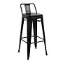 Bolero Bistro gegalvaniseerd stalen barkruk met rugleuning zwart (4 stuks)