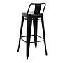 Bolero Bistro gegalvaniseerd stalen barkruk met rugleuning zwart (4 stuks)