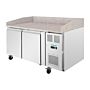 Polar U-Series Dubbele Deur Pizza Werkbank met Granieten Blad 428Ltr