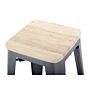 Bolero Bistro stalen barkruk met houten zitting - grijs (4 stuks)