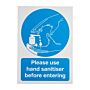 Vinylsticker A4 'Gelieve bij binnenkomst handreiniger te gebruiken'