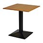 Turijn vierkante tafel op voetstuk met metalen onderstel en blad van zacht eikenhout, 700x700 mm