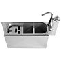 COMBISTEEL IJSLEPEL SPOELBAK MET KRAAN 380X120X150 MET WATERAFVOERGAT, WATERAANSLUITING EN STANDPIJP, 7108.0020