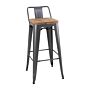 Bolero Bistro hoge barstoel met houten zitting grijs (4 stuks)