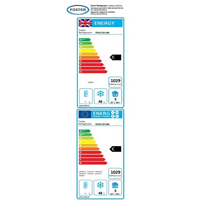 Foster Flexdrawer, koellade / vrieslade +1/+4°C, -18/-21˚C, rvs 304 uit- en inwendig en werkblad met spatrand, FFC4-2, 35-106