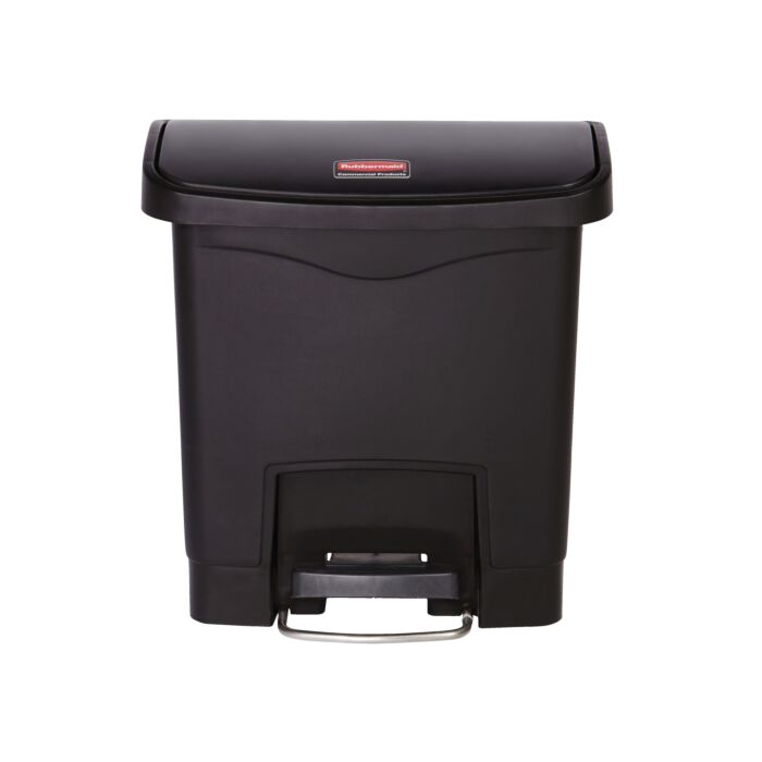 Slim Jim Step On container Front Step kunststof 15 ltr, Rubbermaid, model: VB 224528, zwart