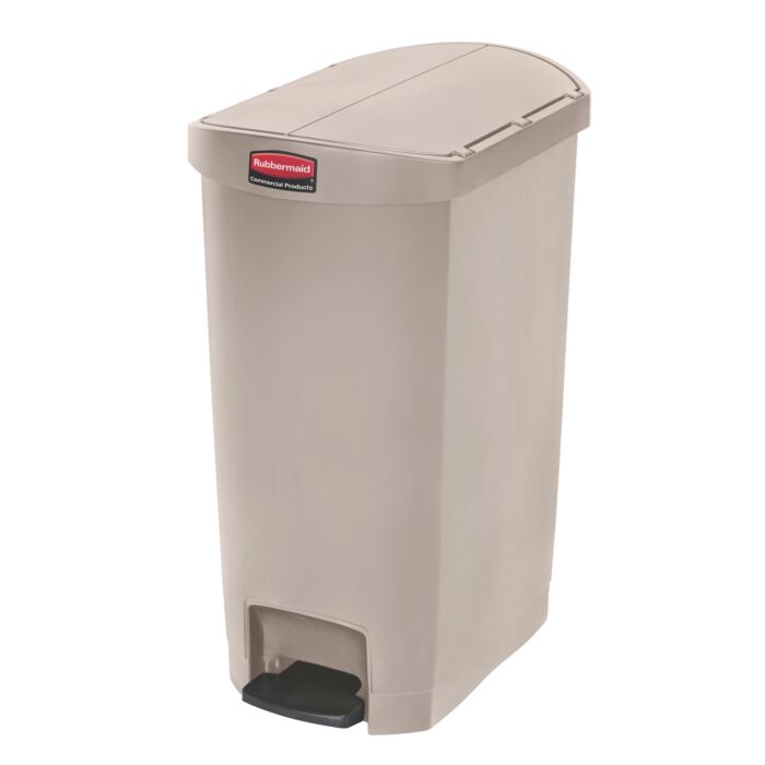 Slim Jim Step On container End Step kunststof 50 ltr, Rubbermaid, model: VB 223934, beige