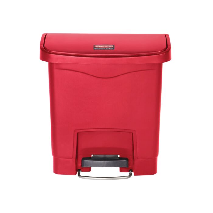 Slim Jim Step On container Front Step kunststof 15 ltr, Rubbermaid, model: VB 224078, rood