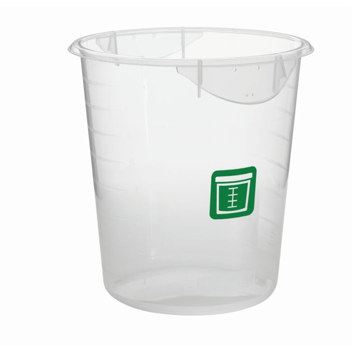 Ronde container 7,6 ltr Fruit & Salades, Rubbermaid, model: VB 232592, 12 stuks per verpakking, transparant, groen