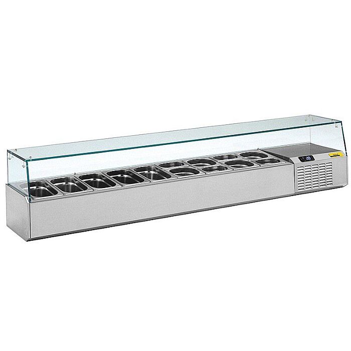 Opzetkoelvitrine Nordcap 34L, bijv 1/4 1/6 en 1/9GN, 132(B) X 39(H) X32(D), 230V/170W