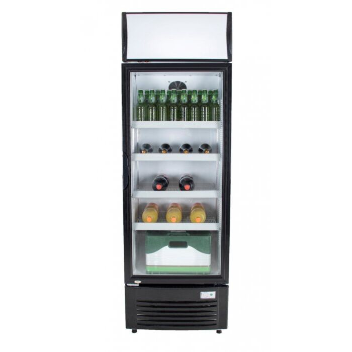 Koelkast met glasdeur Exquisit, 300L, 62(b)x59,5(D)x186(H), 230V/876W