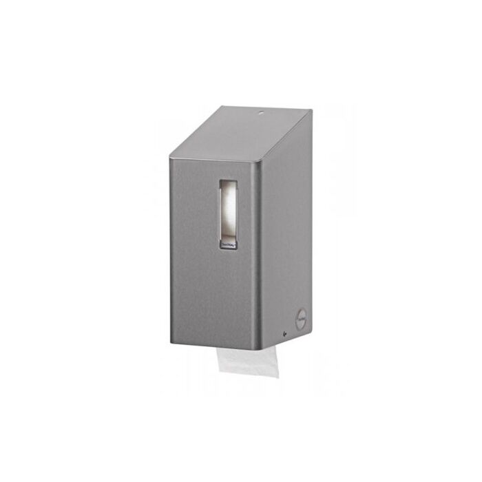 Toiletpapierdispenser SanTRAL, Toiletrolhouder (kokerloze rollen) 2rols RVS, RVS anti-fingerprint coating   