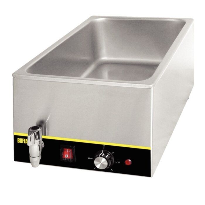 Bain Marie Buffalo, GN 1/1, 150mm diep, 230V/1300W, met aftapkraan 