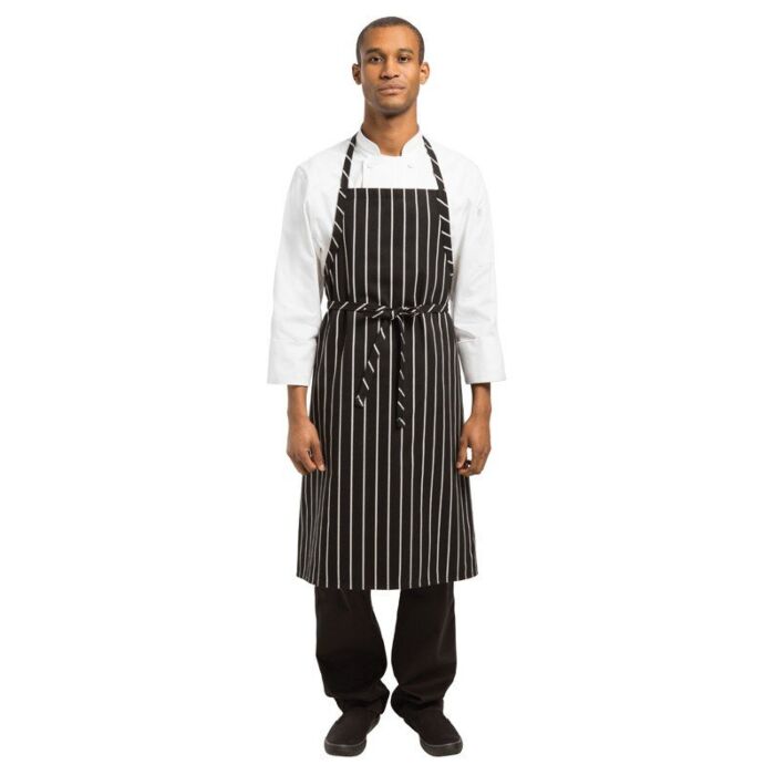 Schort Chef Works, chef, zwart/wit, lang, zonder zak, poly/ktn, 99x94cm