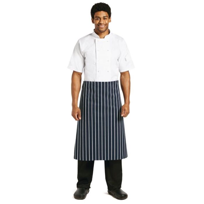 Sloof Whites Chefs Clothing, standaard, blauw/wit, lang, zonder zak, poly/ktn, 75x70cm