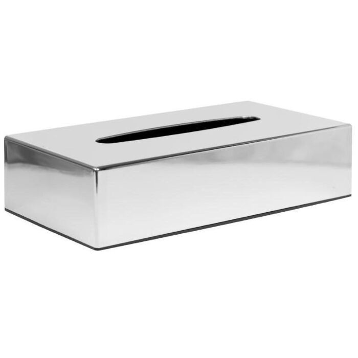 Verchroomde rechthoekige tissue box Bolero, 25,4(b)x6,1(h)x13,9(d)cm