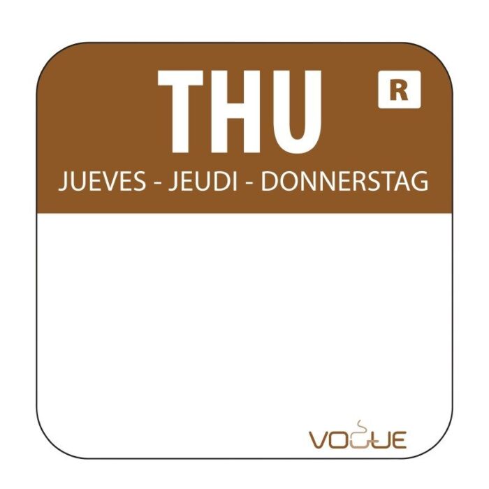 Kleurcode sticker donderdag/bruin Vogue, 1000 stuks