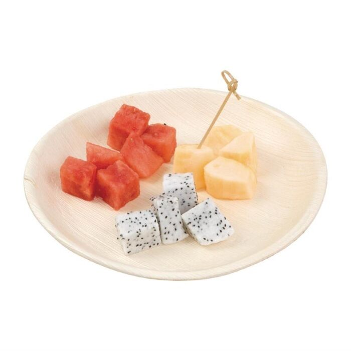 Fiesta ronde palmbladborden 25cm, 100 stuks