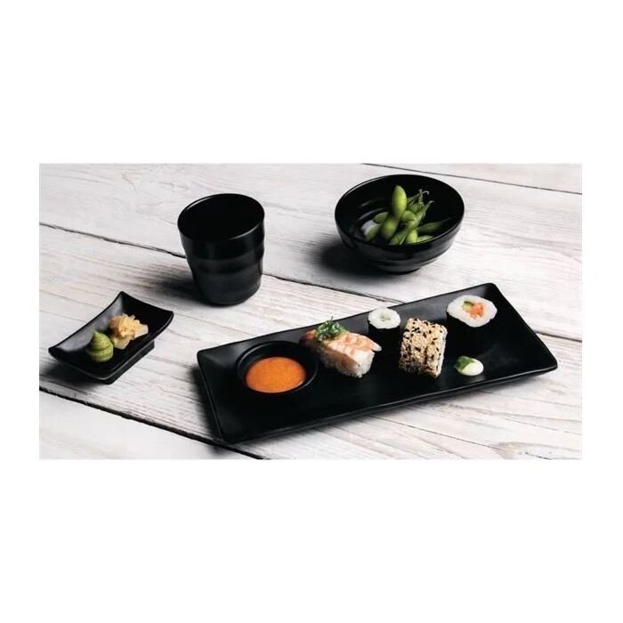 Kristallon Fusion rechthoekige melamine schalen zwart 21,5 x 10,2 x 1,8 cm 