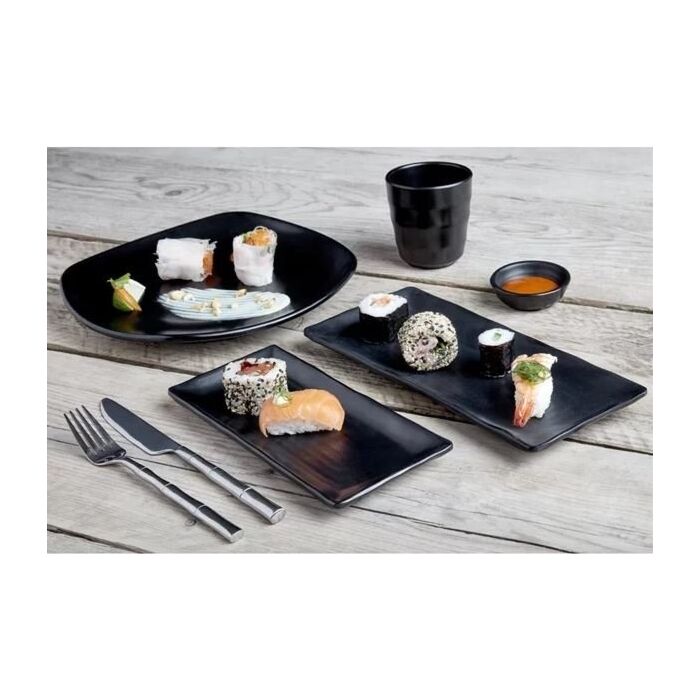 Kristallon Fusion rechthoekige melamine schalen zwart 21,5 x 10,2 x 1,8 cm 