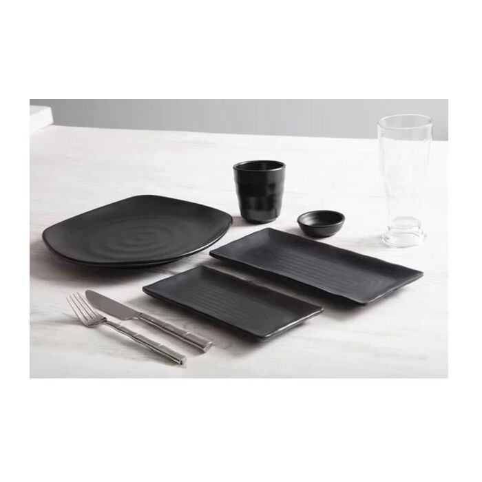 Kristallon Fusion rechthoekige melamine schalen zwart 21,5 x 10,2 x 1,8 cm 