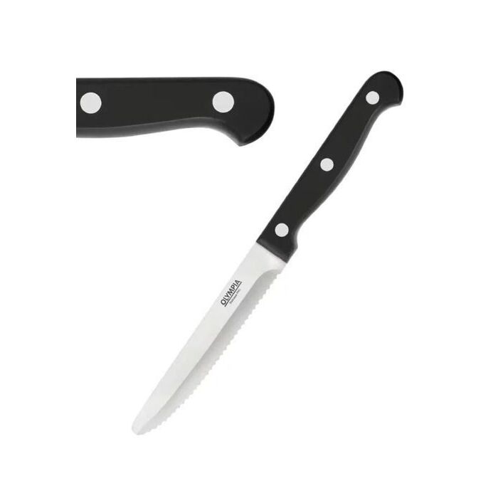 Olympia steakmessen met ronde punt zwart