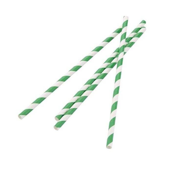 Fiesta Green biologisch afbreekbare papieren rietjes groen-wit gestreept