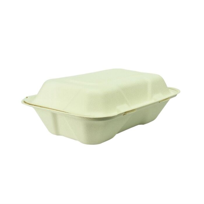 Vegware composteerbare bagasse voedseldozen met scharnierdeksel 22,8cm
