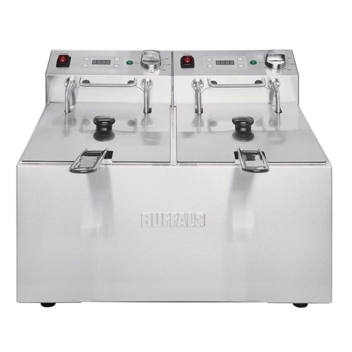 Buffalo dubbele friteuse 2x5L met timer, 56,5(b)x45x(d)35,5(h)cm, 2x230V/2x2800W