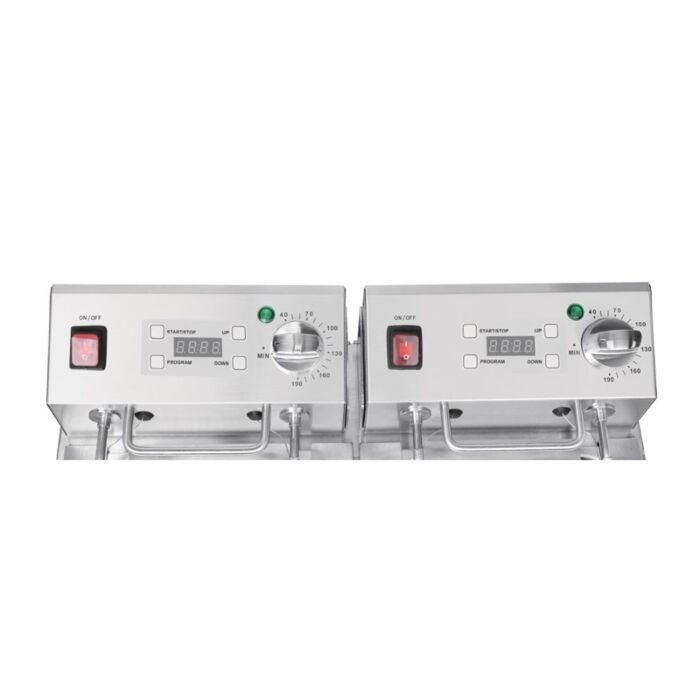 Buffalo dubbele friteuse 2x8L met timer, 56,5(b)x51x(d)44(h)cm, 2x230V/2x2900W