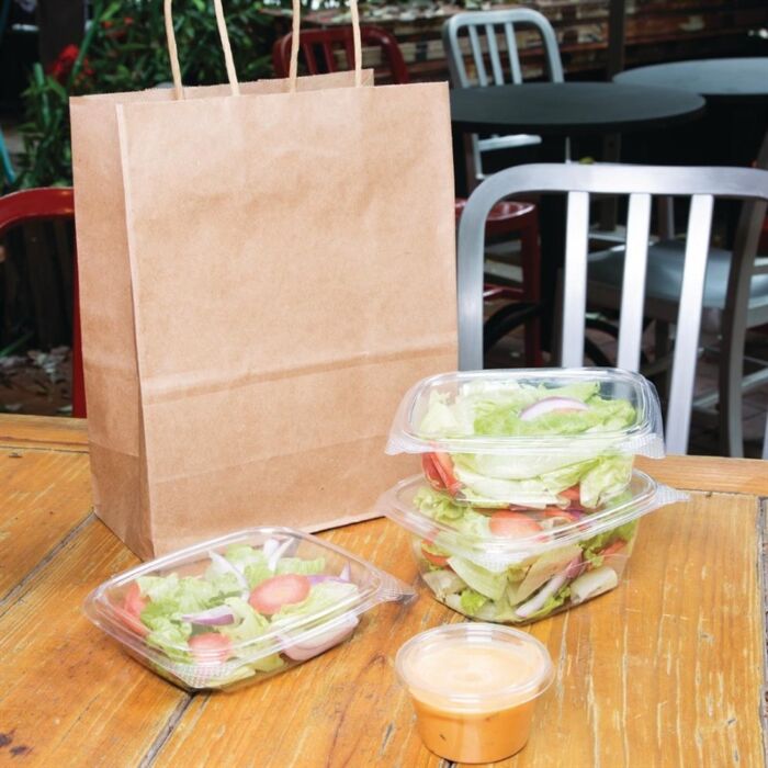 Fiesta Green composteerbare PLA saladebakken met scharnierdeksel 45,5cl