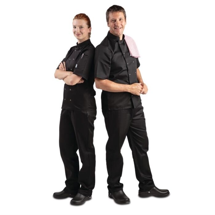 Whites Vegas unisex koksbuis korte mouw zwart S, Bovenwijdte: 92-97cm
