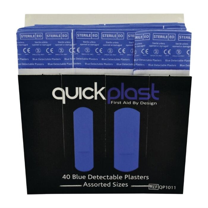 Quickplast detecteerbare blauwe pleisters, 9,8(h) x 8,8(b) x 2(d)cm