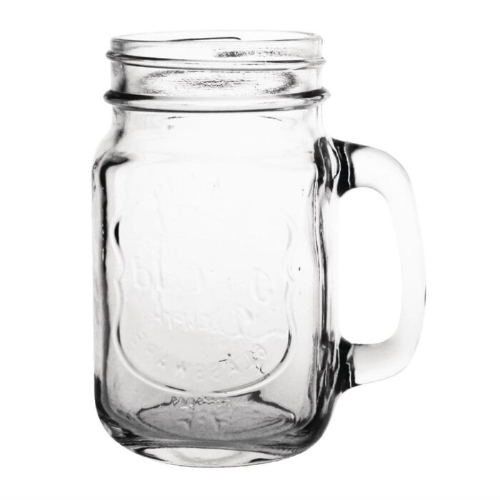 Olympia mason jar drinkglazen met tekst 450ml (12 stuks), 13,2(h) x 6,7(Ø)cm