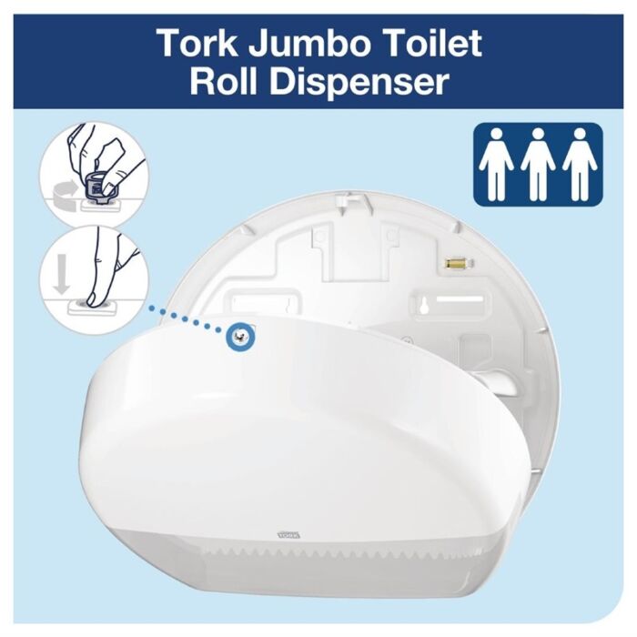 Tork Jumbo toiletroldispenser wit, 36(h) x 43,7(b) x 13,3(d)cm