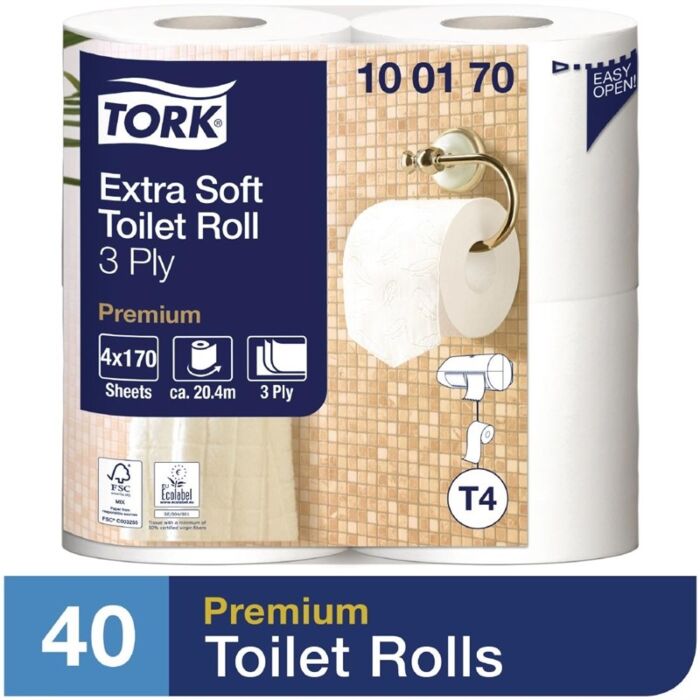 Tork ultrazacht toiletpapier 40 rollen, 50,6(h) x 22,4(b) x 20,9(d)cm