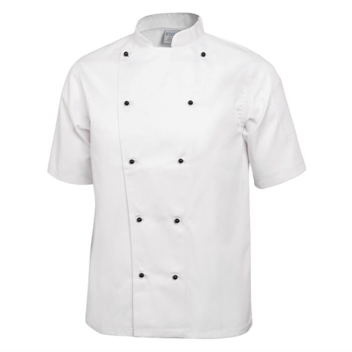 Whites Chicago unisex koksbuis korte mouw wit S, Borstomvang: 92-97cm