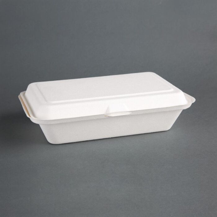 Fiesta Green composteerbare bagasse maaltijddozen 24,8cm, 6,4(h) x 24,8(b) x 16,1(d)cm