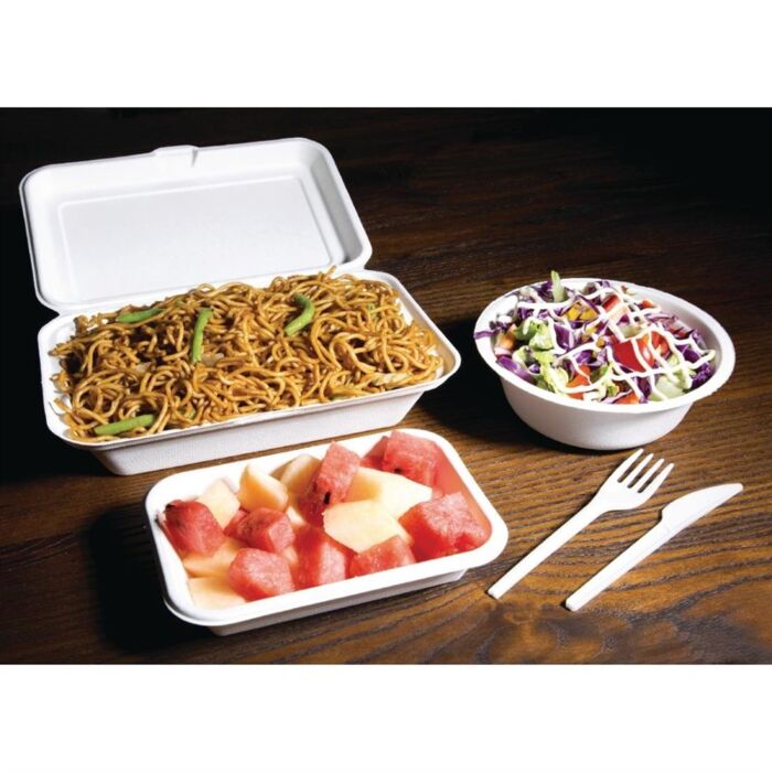 Fiesta Green composteerbare bagasse maaltijddozen 24,8cm, 6,4(h) x 24,8(b) x 16,1(d)cm