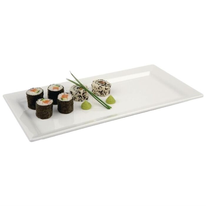 APS Pure rechthoekige melamine schaal wit 35,5x18cm, 3(h) x 35,5(b) x 18(d)cm